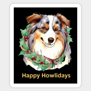 Happy Howlidays Australian Shepherd Sticker